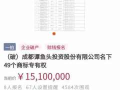 “谭鱼头”商标以1510万拍卖成交，溢价超15倍！