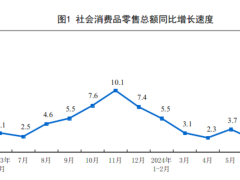 2024年1—6月份社会消费品零售总额同比增长3.7%